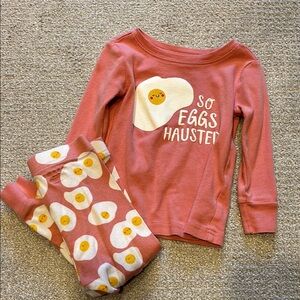 Old Navy Pink and White Pajama Set with Egg Print